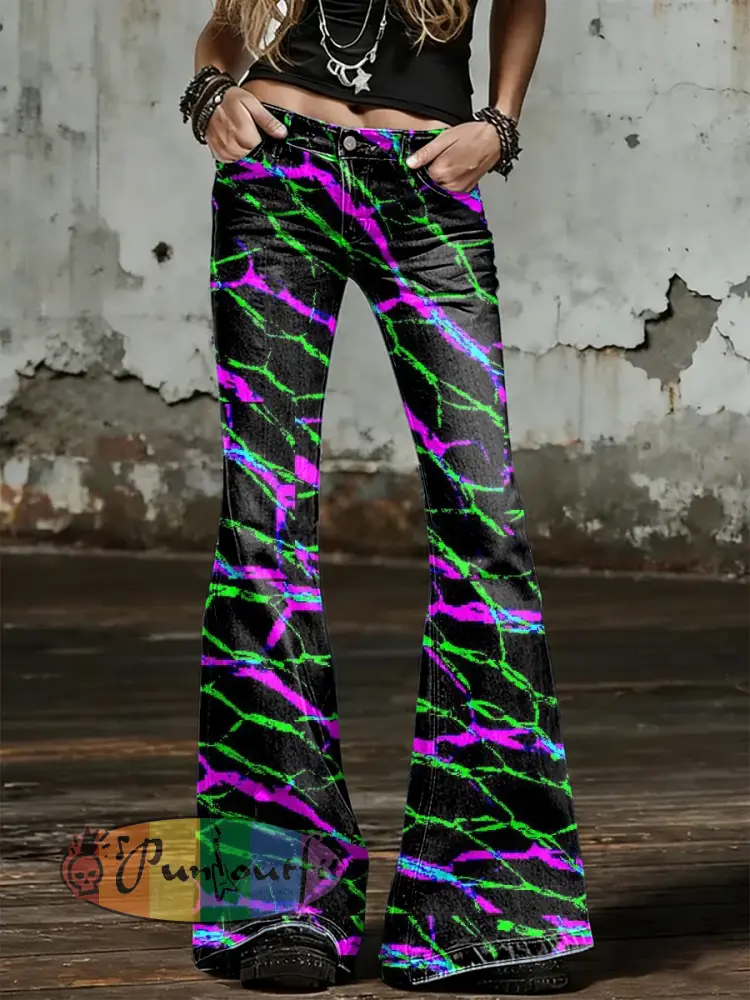 Women’s Psychedelic Art Print Flared Trousers