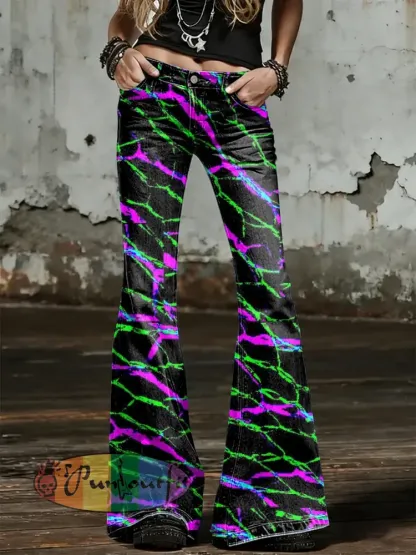Women’s Psychedelic Art Print Flared Trousers