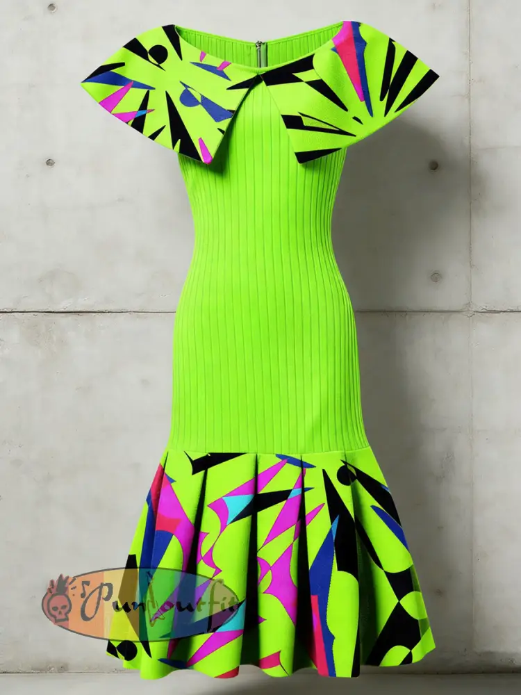 Women’s Psychedelic Flowers Art Printed Sleeveless Pleated Dress