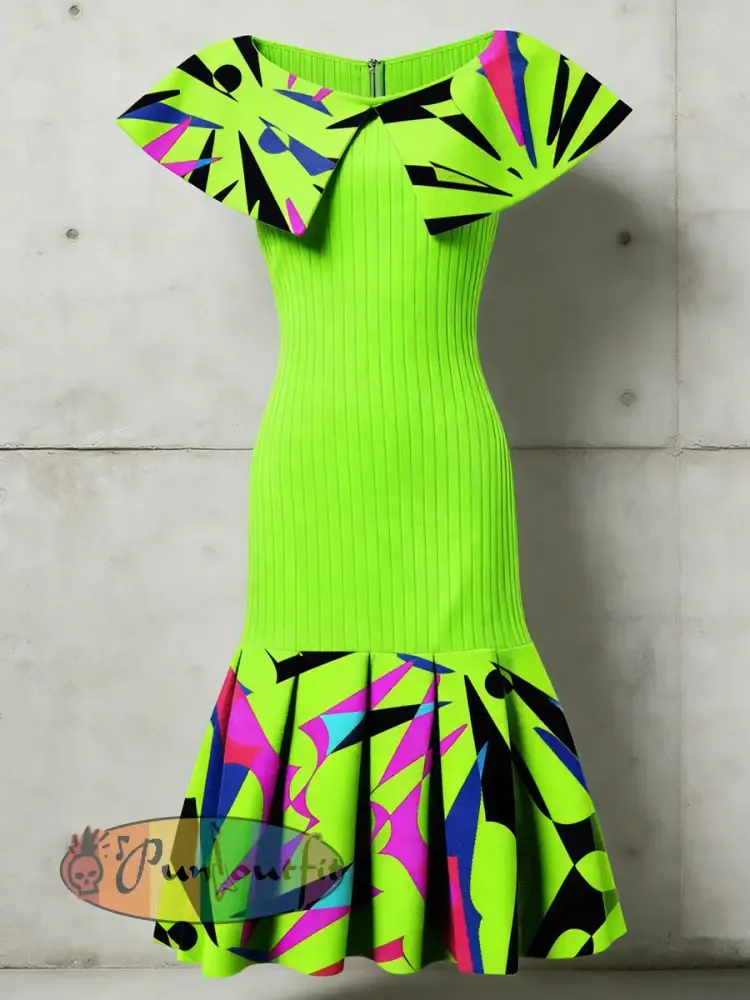Women’s Psychedelic Flowers Art Printed Sleeveless Pleated Dress