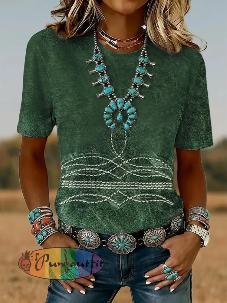 Women’s Vintage Art Print Classic Short-sleeved T-shirt