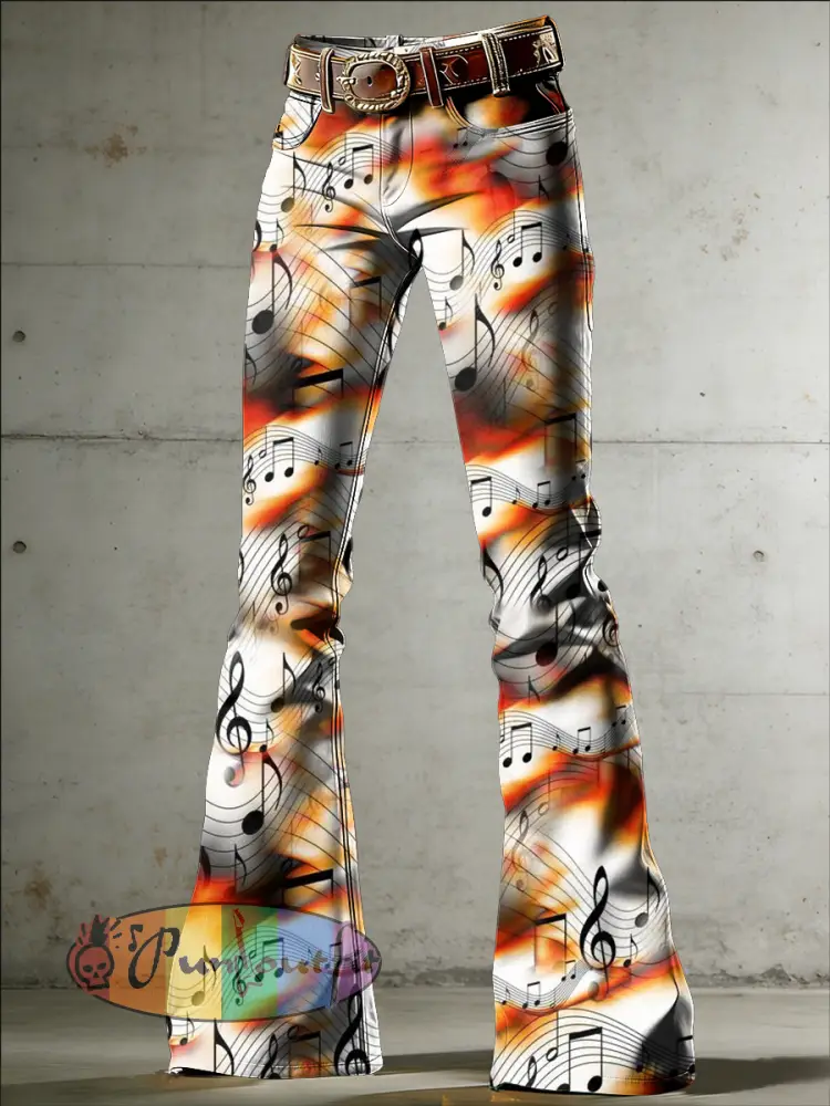 Women’s Music Art Print Flared Trousers