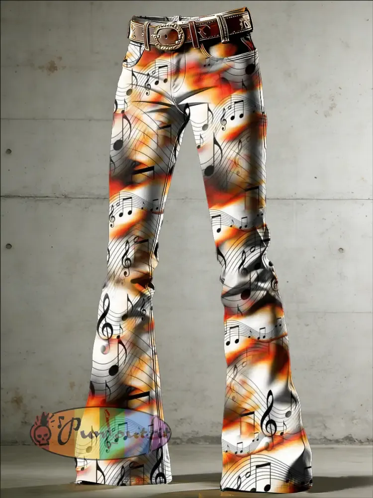 Women’s Music Art Print Flared Trousers