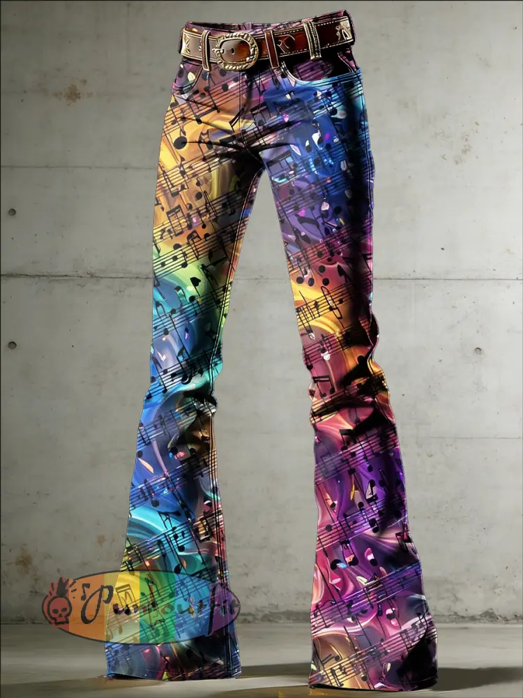 Women’s Music Art Print Flared Trousers