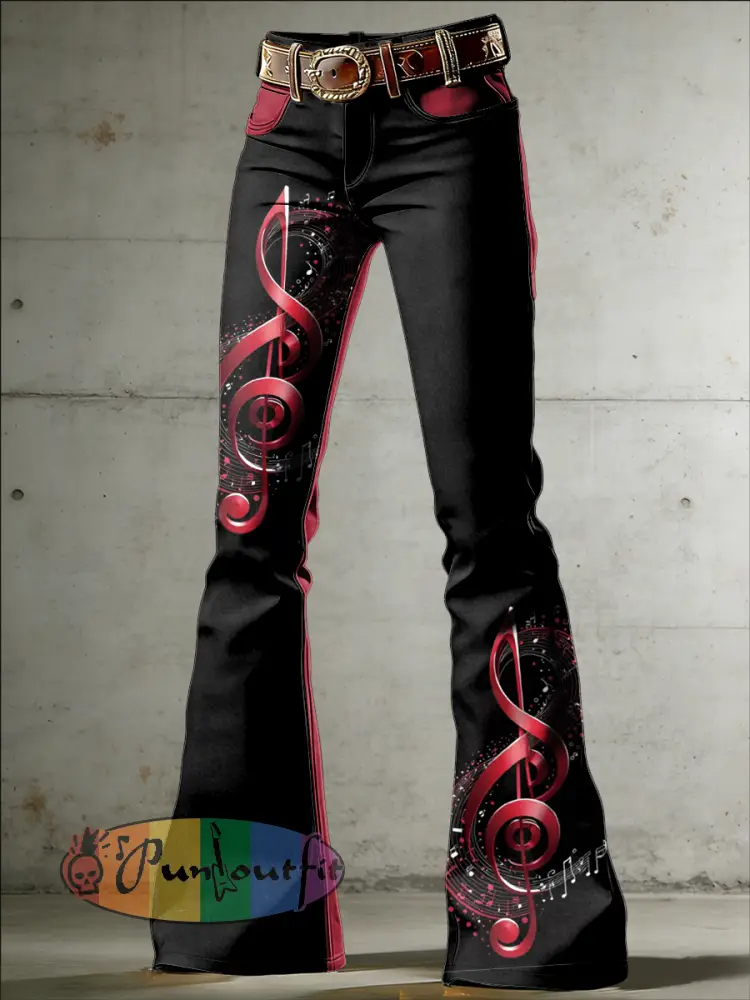 Women’s Music Art Print Flared Trousers