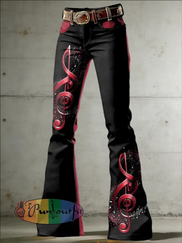 Women’s Music Art Print Flared Trousers