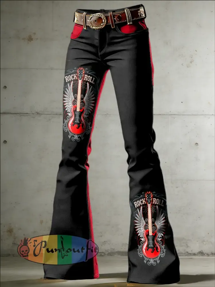 Women’s Music Art Print Flared Trousers