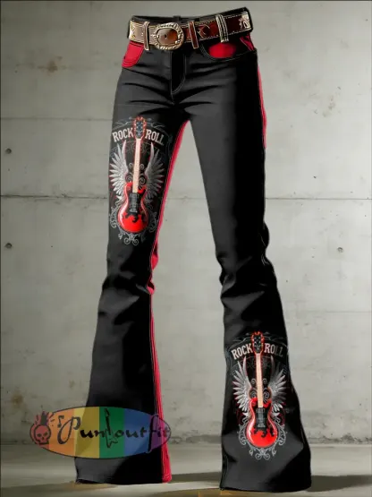 Women’s Music Art Print Flared Trousers
