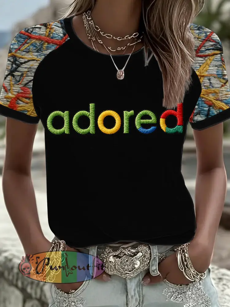 Women’s Lemon Roses Music Lover Printed round neck short sleeve T-shirt