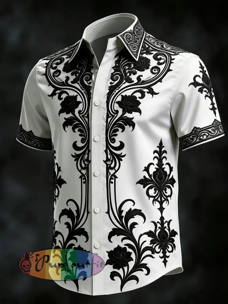 Men’s Gothic Print Casual Short Sleeved Shirt