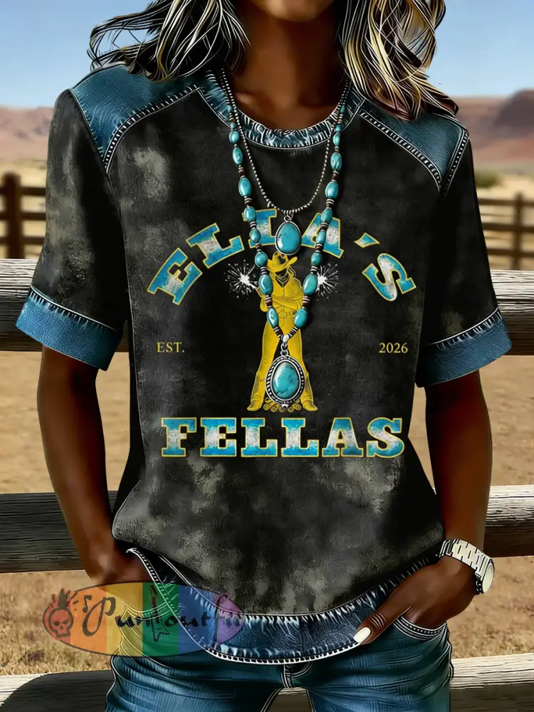 Women’s Vintage Ella’s Fellas Print Country Music Inspired T-Shirt