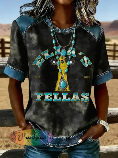 Women’s Vintage Ella’s Fellas Print Country Music Inspired T-Shirt