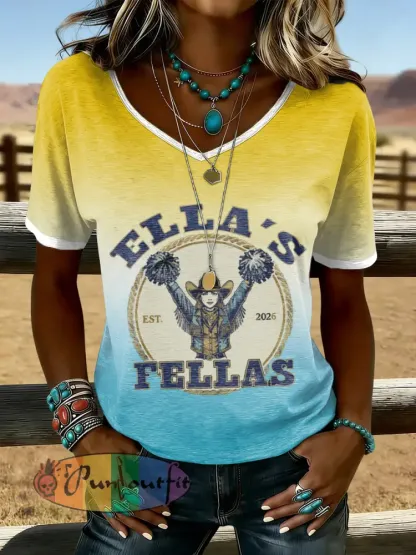 Women’s Vintage Ella’s Fellas Print Country Music Inspired T-Shirt