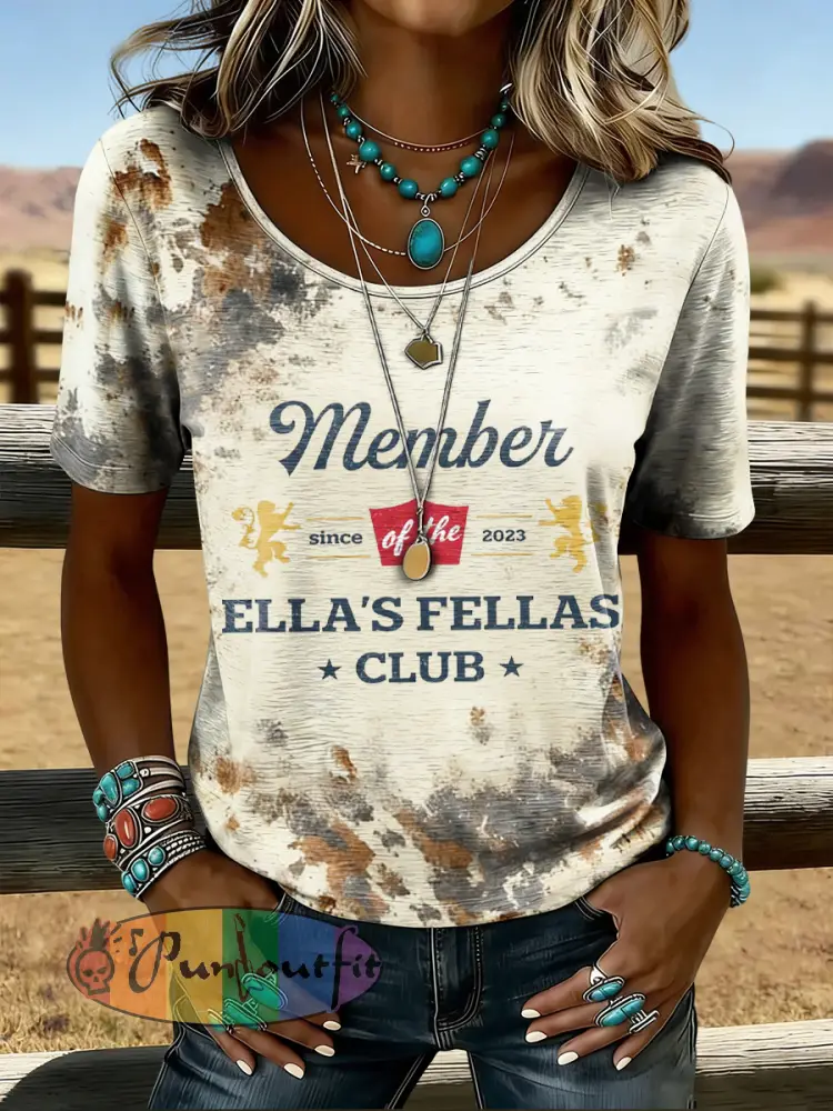 Women’s Vintage Ella’s Fellas Print Country Music Inspired T-Shirt