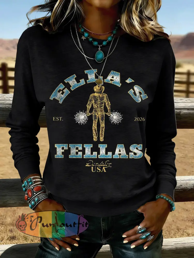 Women’s Vintage Ella’s Fellas Print Country Music Inspired Sweatshirt