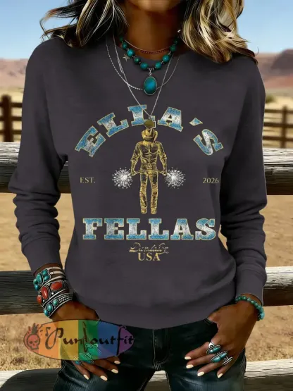 Women’s Vintage Ella’s Fellas Print Country Music Inspired Sweatshirt