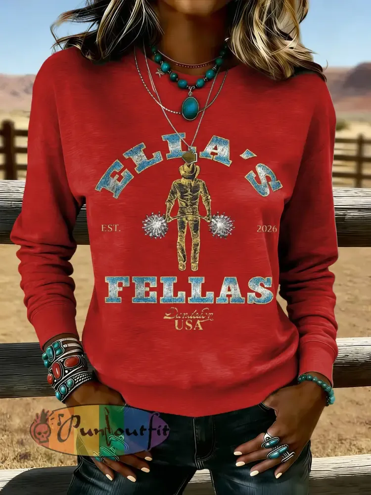 Women’s Vintage Ella’s Fellas Print Country Music Inspired Sweatshirt