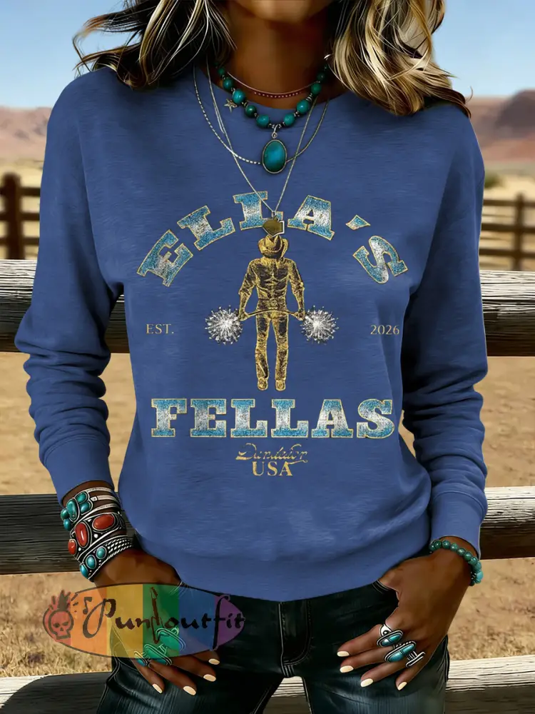 Women’s Vintage Ella’s Fellas Print Country Music Inspired Sweatshirt