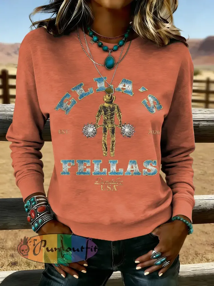 Women’s Vintage Ella’s Fellas Print Country Music Inspired Sweatshirt