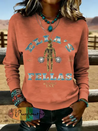 Women’s Vintage Ella’s Fellas Print Country Music Inspired Sweatshirt