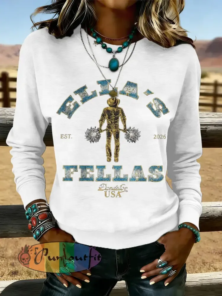 Women’s Vintage Ella’s Fellas Print Country Music Inspired Sweatshirt