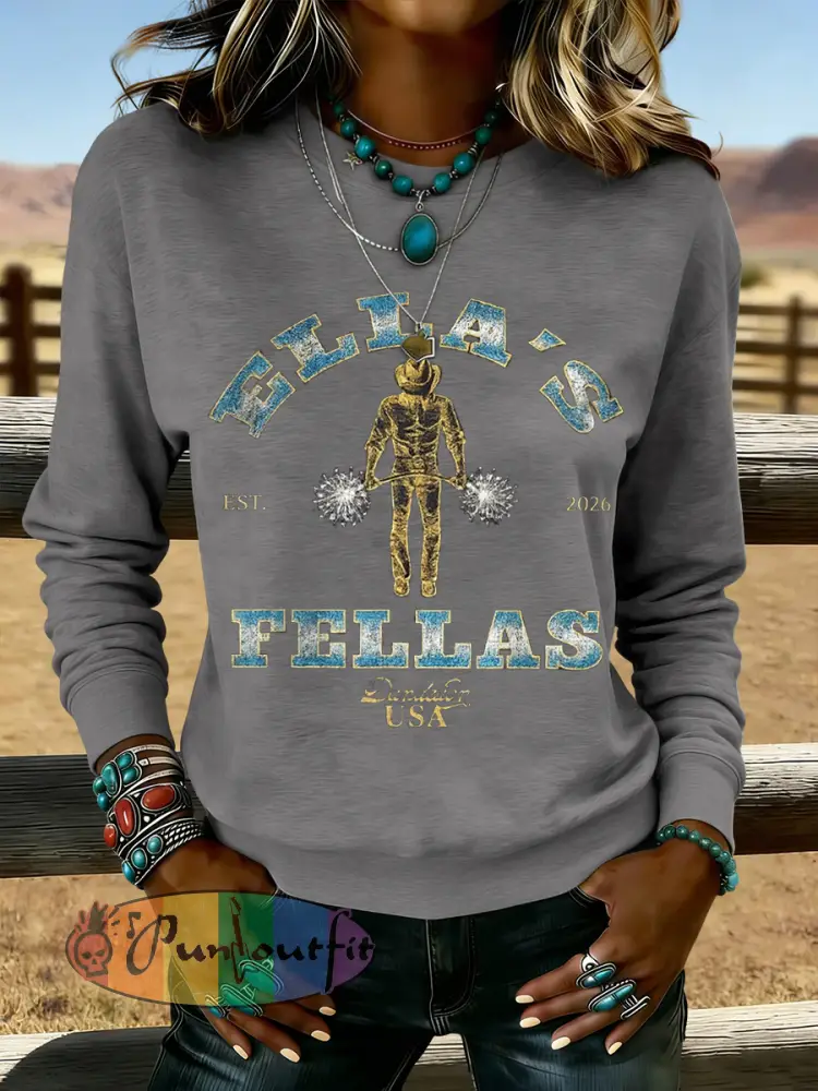 Women’s Vintage Ella’s Fellas Print Country Music Inspired Sweatshirt