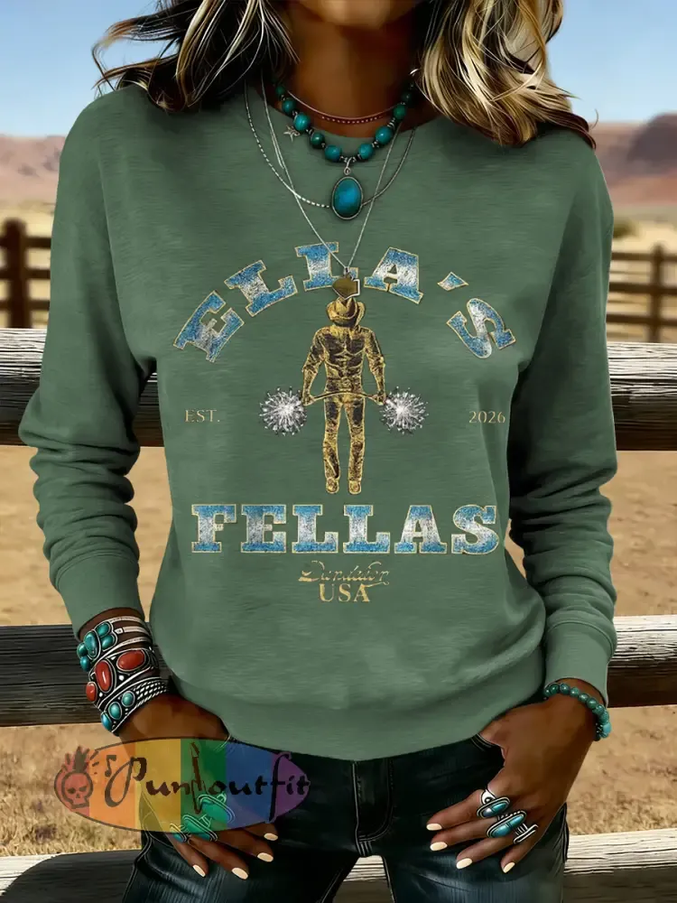 Women’s Vintage Ella’s Fellas Print Country Music Inspired Sweatshirt