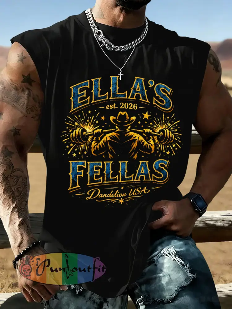 Men’s Vintage Ella’s Fellas Print Country Music Inspired Vest Top
