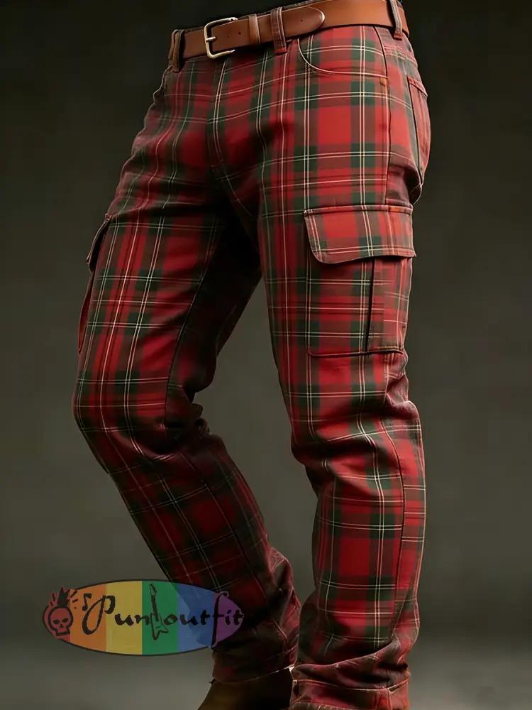 Men’s Retro Vacation Business Art Print Casual Workwear Trousers