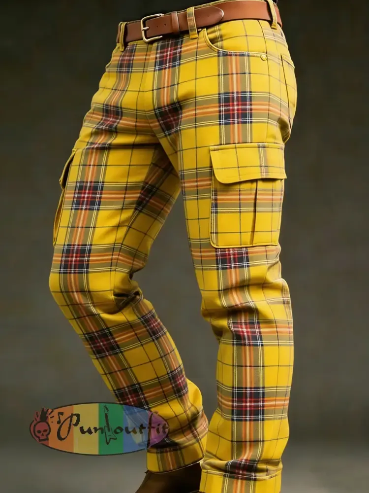 Men’s Retro Vacation Business Art Print Casual Workwear Trousers