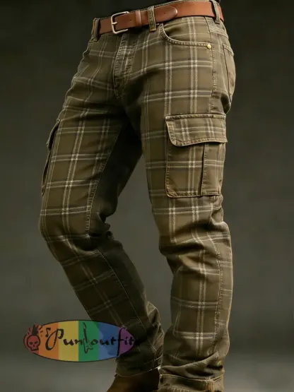 Men’s Retro Vacation Business Art Print Casual Workwear Trousers
