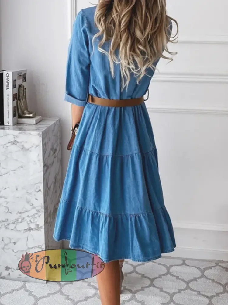 Women’s Casual Elegant Mid-Length Denim Dress