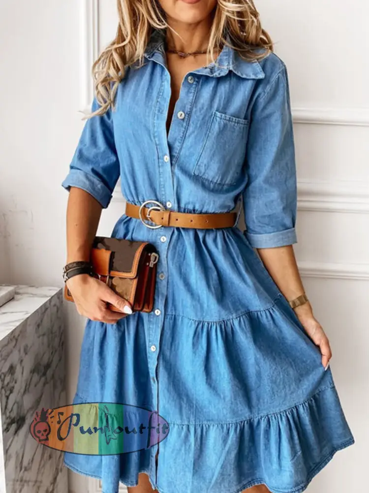 Women’s Casual Elegant Mid-Length Denim Dress