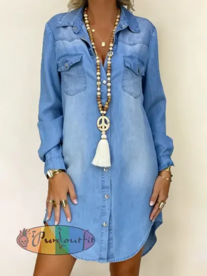 Women’s Casual Elegant Denim Shirt Dress