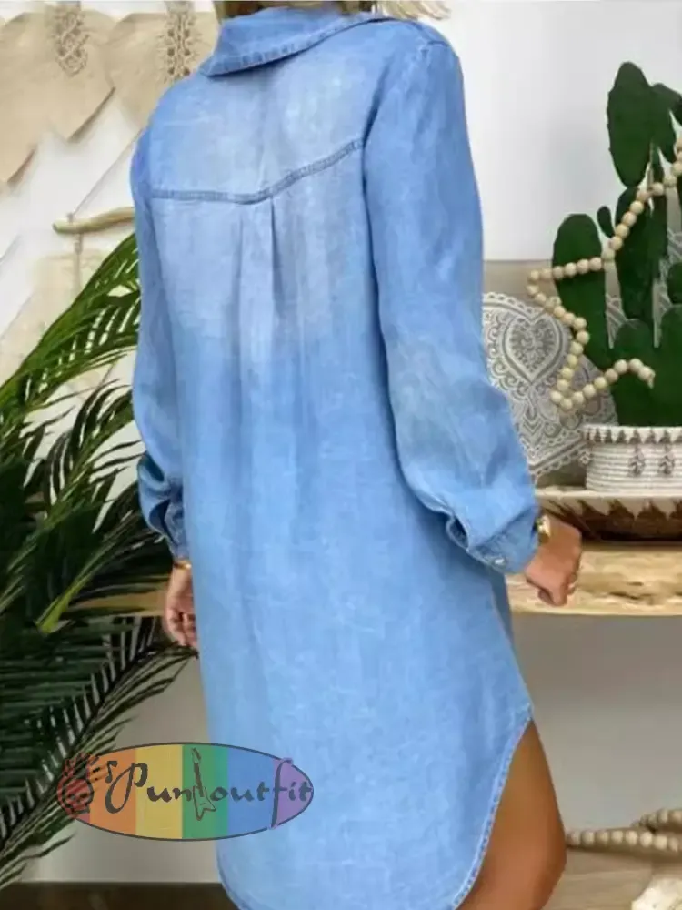 Women’s Casual Elegant Denim Shirt Dress