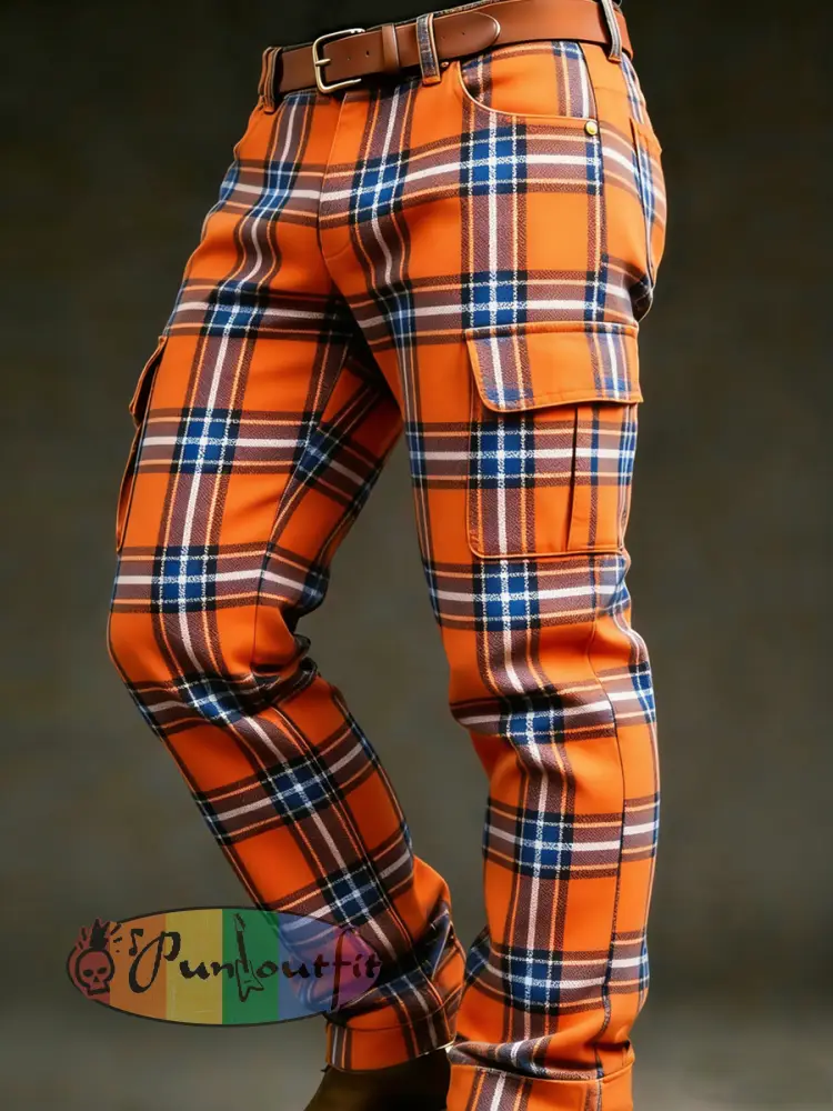 Men’s Retro Vacation Business Art Print Casual Workwear Trousers