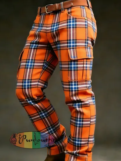 Men’s Retro Vacation Business Art Print Casual Workwear Trousers