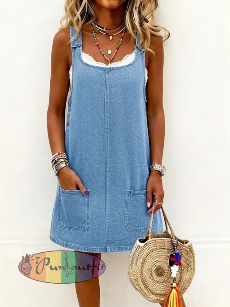 Women’s Casual Overall Denim Short Dress