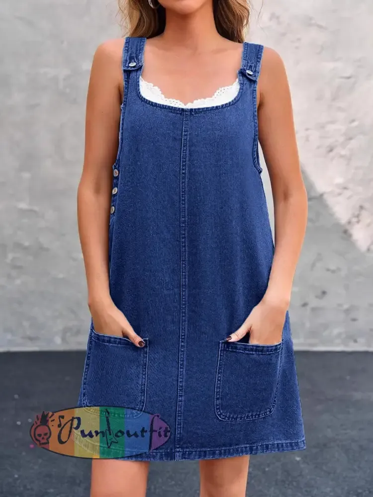 Women’s Casual Overall Denim Short Dress