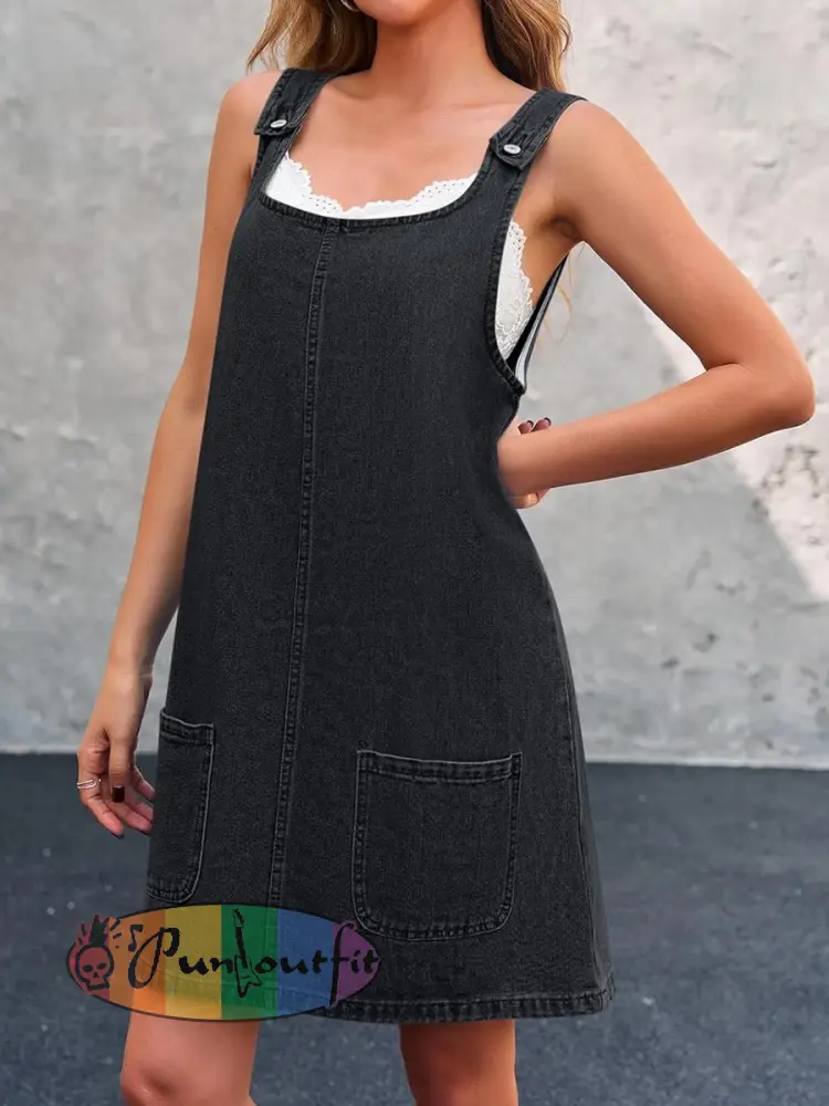 Women’s Casual Overall Denim Short Dress