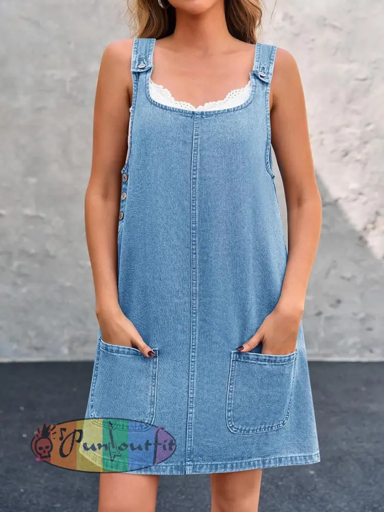 Women’s Casual Overall Denim Short Dress