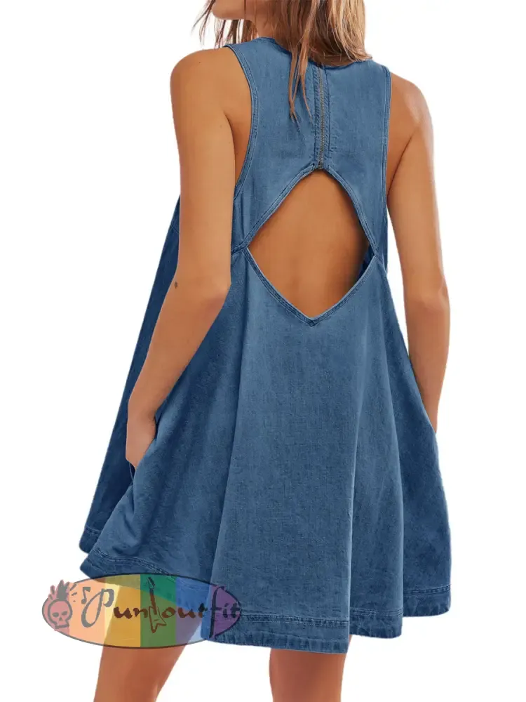 Women’s Sleeveless Backless Denim Mini Dress