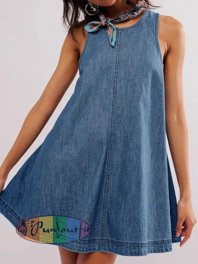 Women’s Sleeveless Backless Denim Mini Dress