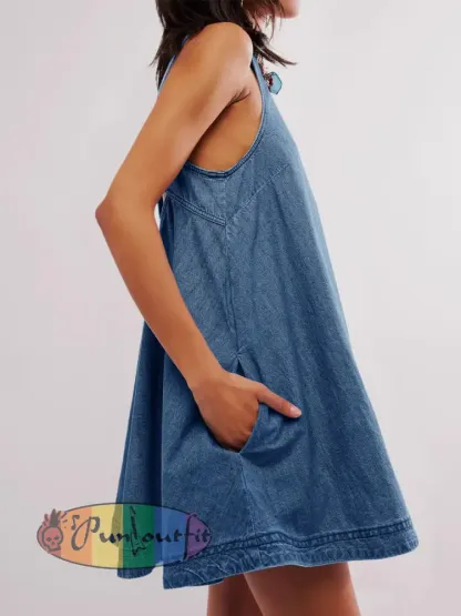 Women’s Sleeveless Backless Denim Mini Dress