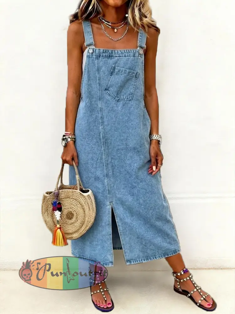 Women’s Casual Mid-Length Denim Jumper Dress