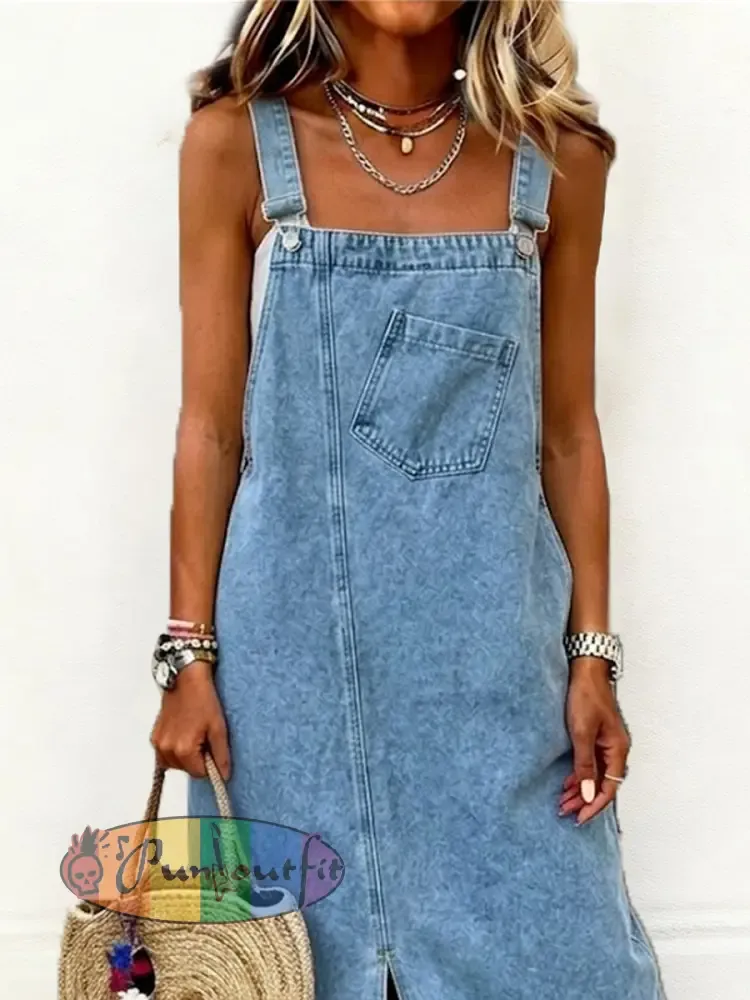 Women’s Casual Mid-Length Denim Jumper Dress