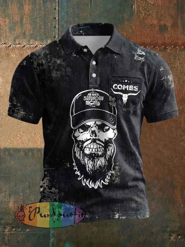 Men’s Western Style Country Music Lover Combs Printed Casual Tops