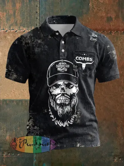 Men’s Western Style Country Music Lover Combs Printed Casual Tops