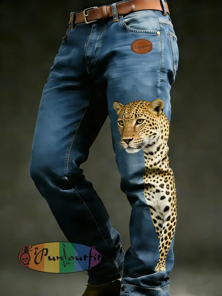 Men’s Retro Vacation Business Animal Art Print Casual Workwear Trousers