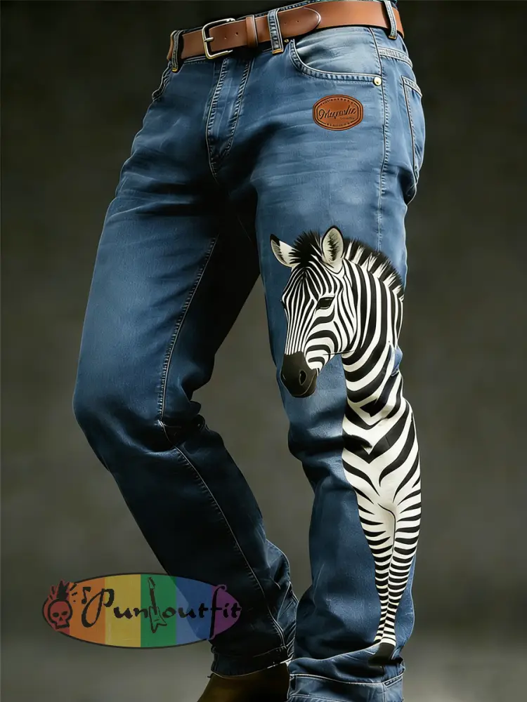 Men’s Retro Vacation Business Animal Art Print Casual Workwear Trousers